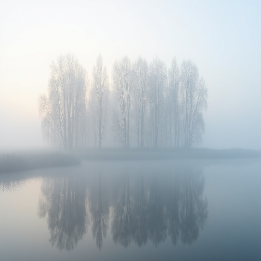Riserva naturale italiana avvolta dalla nebbia mattutina con luce radente